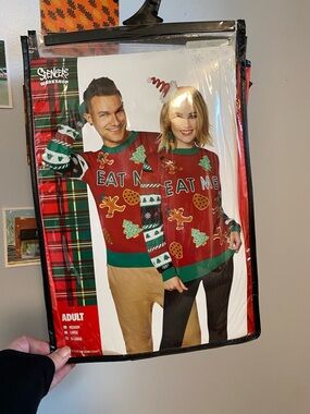 Spencer's Red & Green 'EAT ME' Holiday Sweater (TWO)